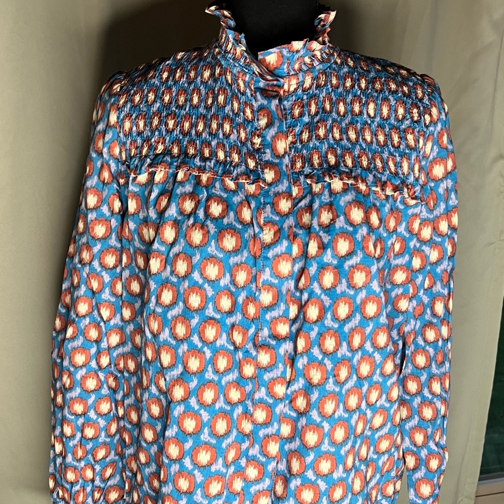 Olivia James The Label Colorful Cotton Patterned Blouse Ruffles